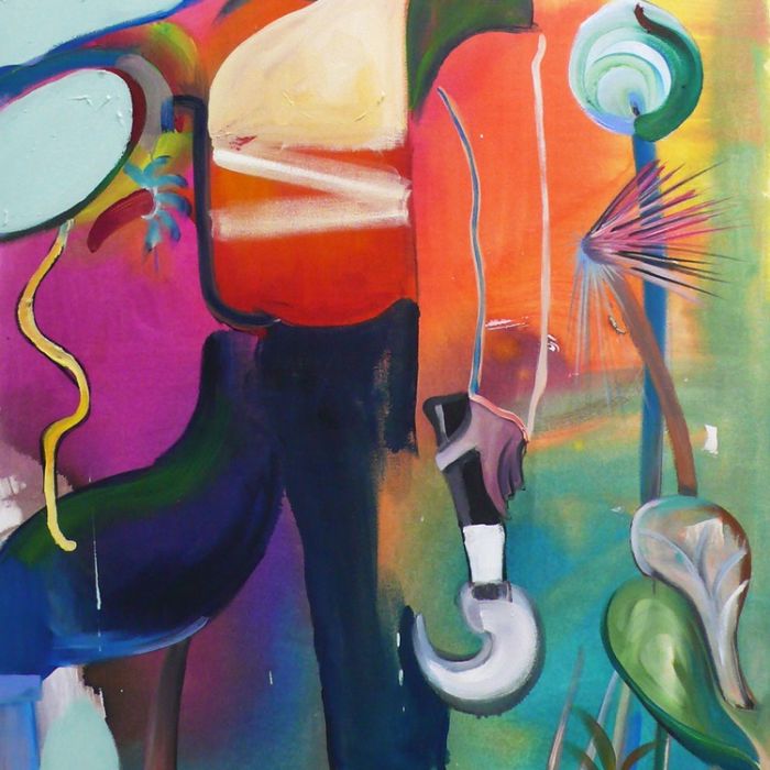 <p>Frau mit Gertel</p>

<p>160 x 100 cm, &Ouml;l und Tusche auf Leinwand</p>

<p>2022</p>

